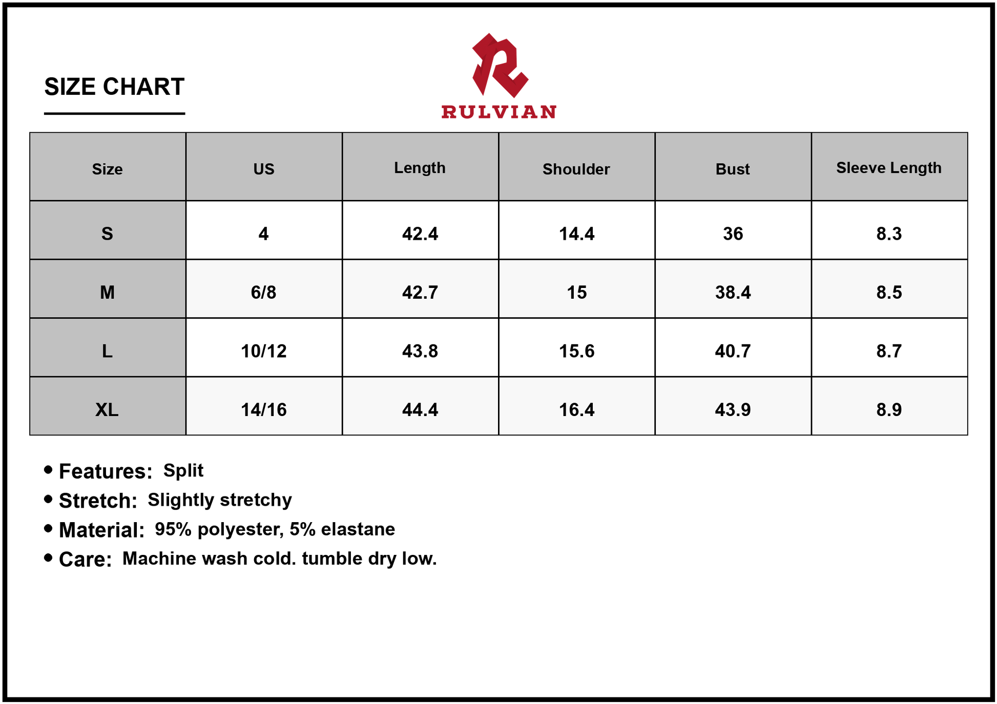 Size Chart - Women's Aztec Print V Neck Midi Dress with Stretch Fabric ninety five percent polyester and five percent elastane