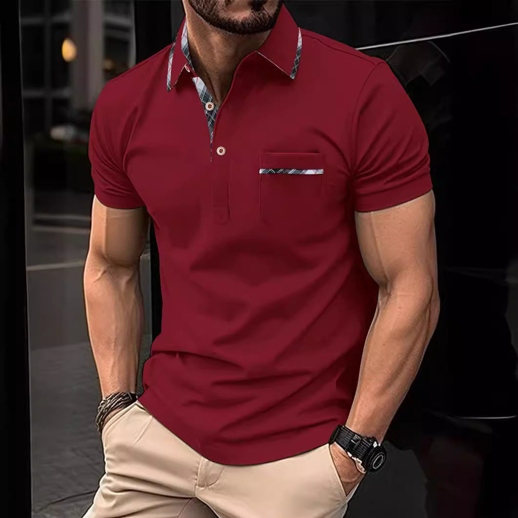 Men's Lapel Polo Shirt in Bird Eye Cloth 100% Polyester Dots Pattern Casual Summer Wear For Men Everyday
