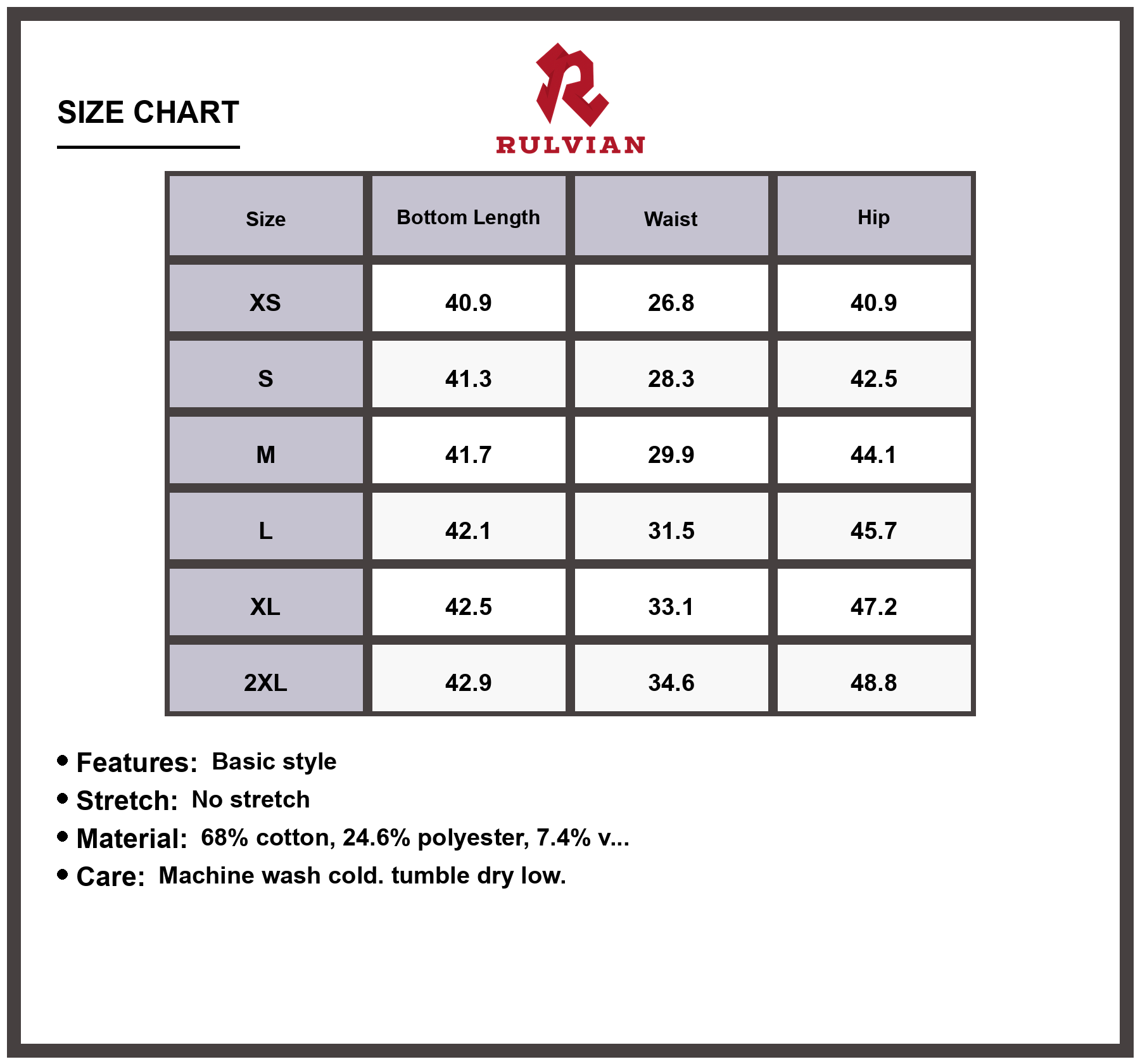 Size Chart - Men's Loose Fit Jeans Non Stretch Durable Casual Everyday Wear Premium High Quality Versatile Relaxed Fit Bottoms for Men's Daily Use